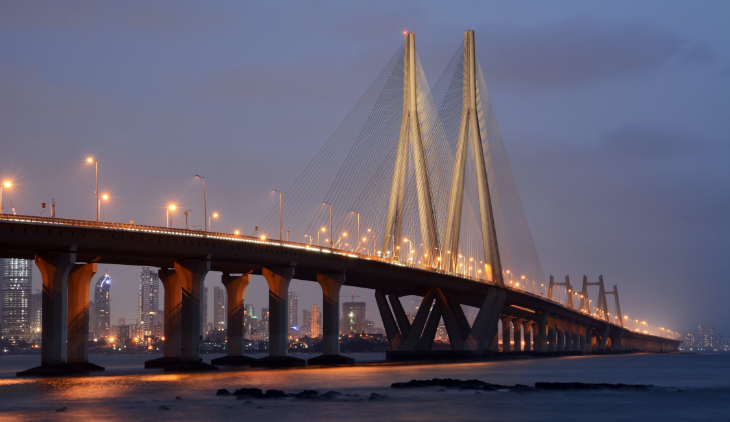Evening view of ta Bridge in Mumbai