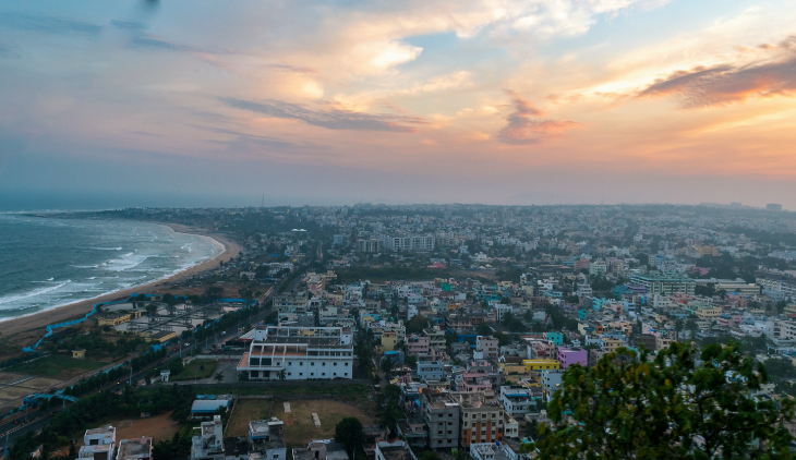 Aerial view of Vizag City