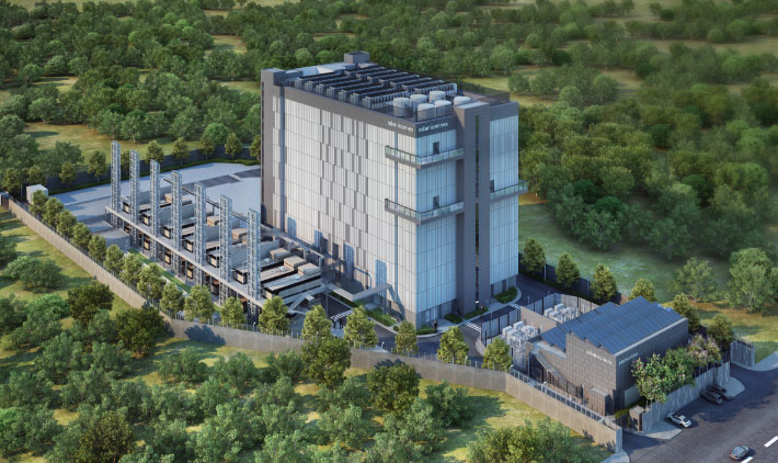 Aerial view of AdaniConneX Chennai 1 DC building