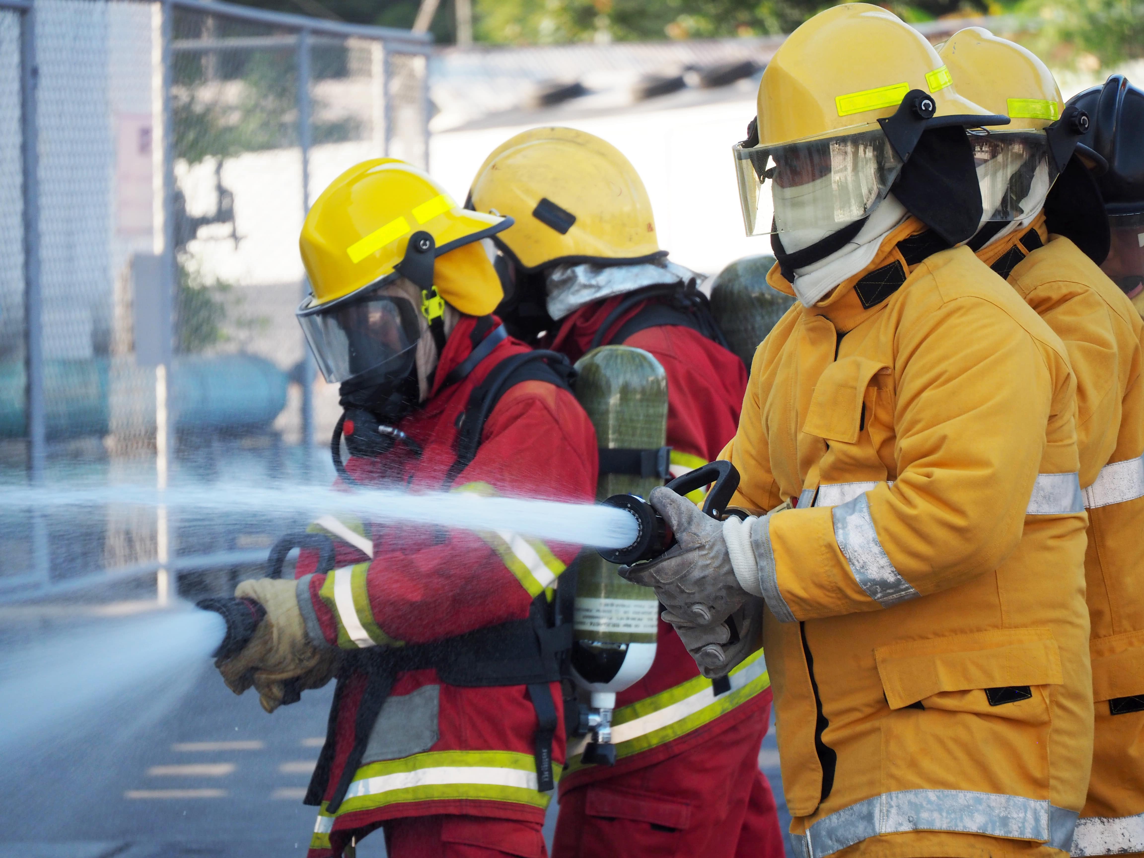 fire-fighters doing mock drill