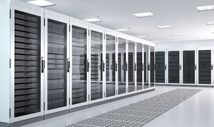 Server room having multiple data center racks